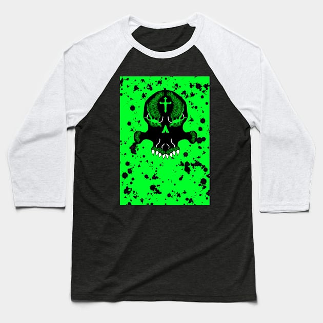 Green Goo Skull Graphic T Baseball T-Shirt by Titans-T's